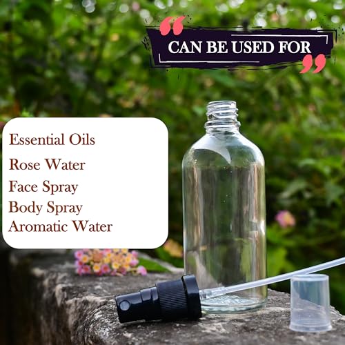Image of 100ML Clear empty glass bottle With Black Mist Spray And Over Cap | Refillable | Leak Proof For Essential Oils | Reusalble | DIY Perfumes | DIY serums Pack Of -1