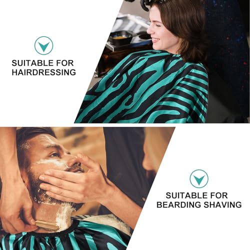 Operitacx Capa de Estilismo para Cabello Satinada Impermeable Talla Grande con Patrón de Rayas Verde para Barbería y Corte de Cabello miniatura 3