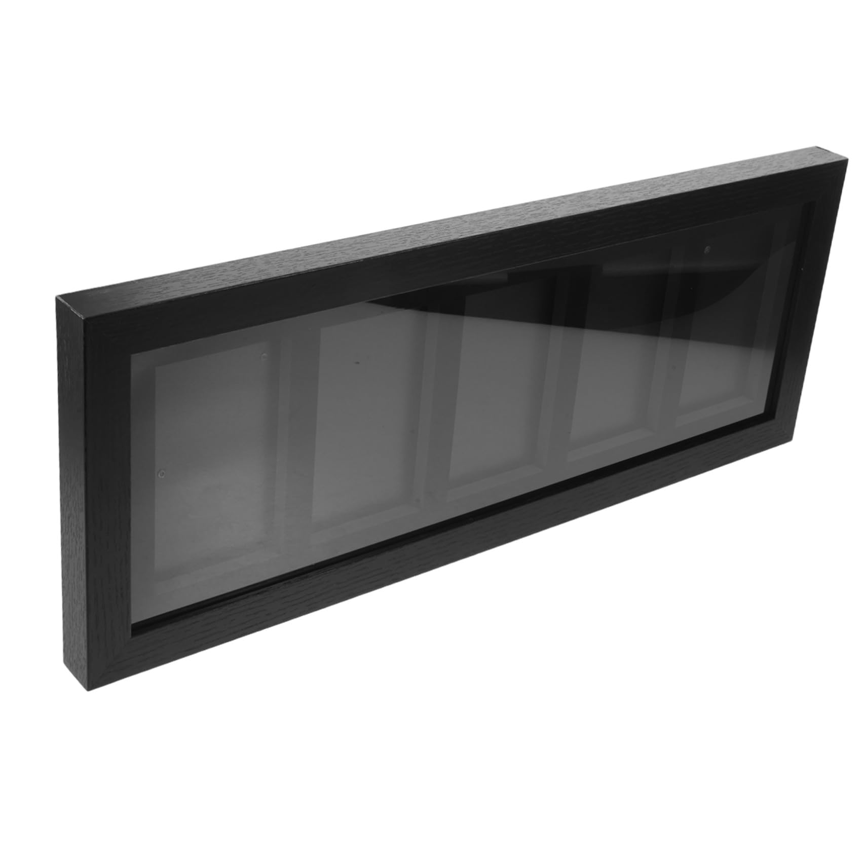 Kisangel Game Card Display Case, Scatola Espositiva per Carte da Gioco, 5 Scomparti, Cornice di Precisione, Fibra di Legno Nero, per Esposizione di Carte da Gioco a Parete