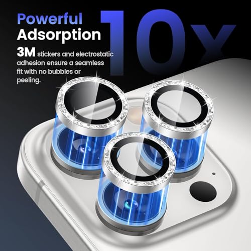 Image of Diamond Mobile Camera Lens Protector Compatible for iPhone 16 Pro & iPhone 16 Pro Max Grey