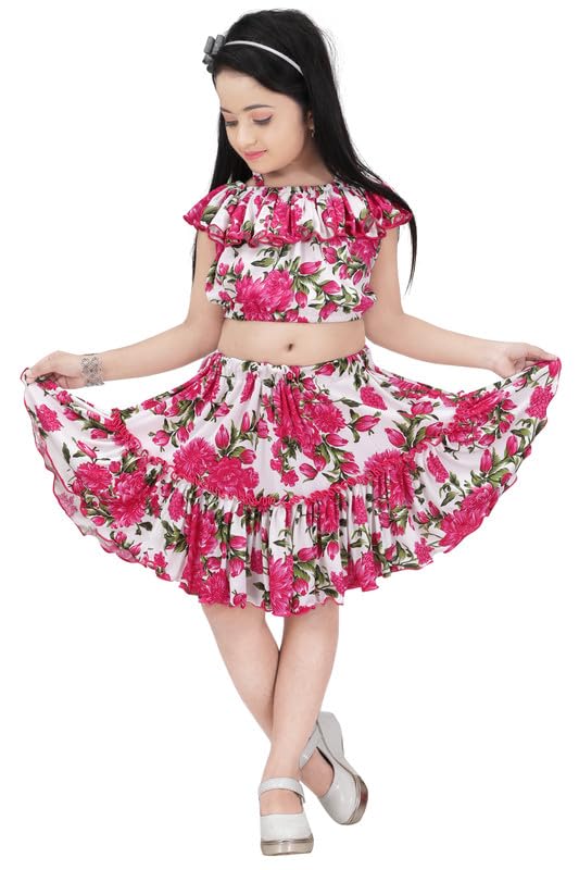 Laraib Fashion Girls Midi Top and Skirt Combo Dress with Cap and Purse offers donot miss