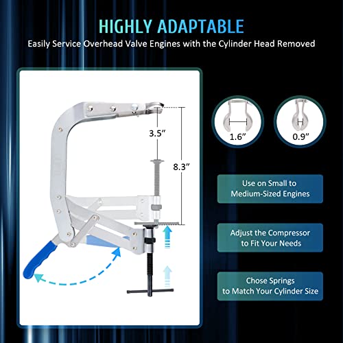 Omt Valve Spring Compressor With Wide Jaw Range Of 3.5" To 8.3", Small Engine Valve Spring Compressor Tool With 2Pcs Valve Lapper Set, Valve Spring Removal Tool With Valve Lapping Tool #TOP1