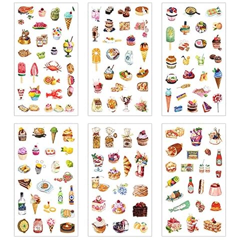 3 Set(18 Sheet) Delicious Dessert Food Cake Cookies Bread Donut Ice Cream Drink Stationery Sticker Scrapbooking Planner Journal Diary Decorative Label DIY Craft Stickers (Dessert) Cover