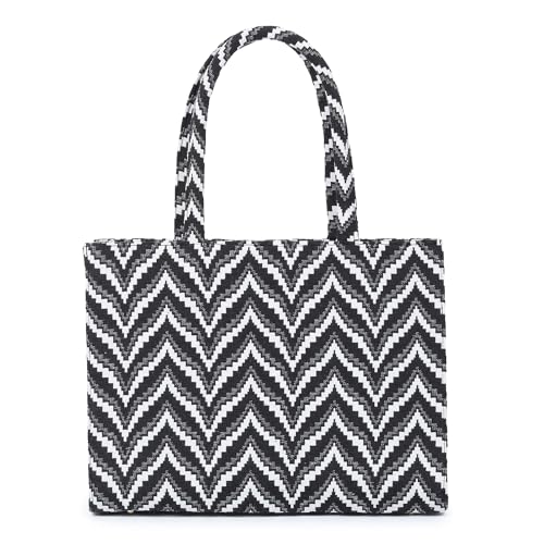 Tahamark-Womens-Printed-Synthetic-Leather-Tote-Bag-for-Office-College-and-Party-Black