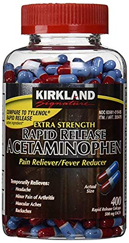 Kirkland Signature Extra Strength Rapid Release Pain Reliever Acetaminophen 500 MG 400 Rapid Release