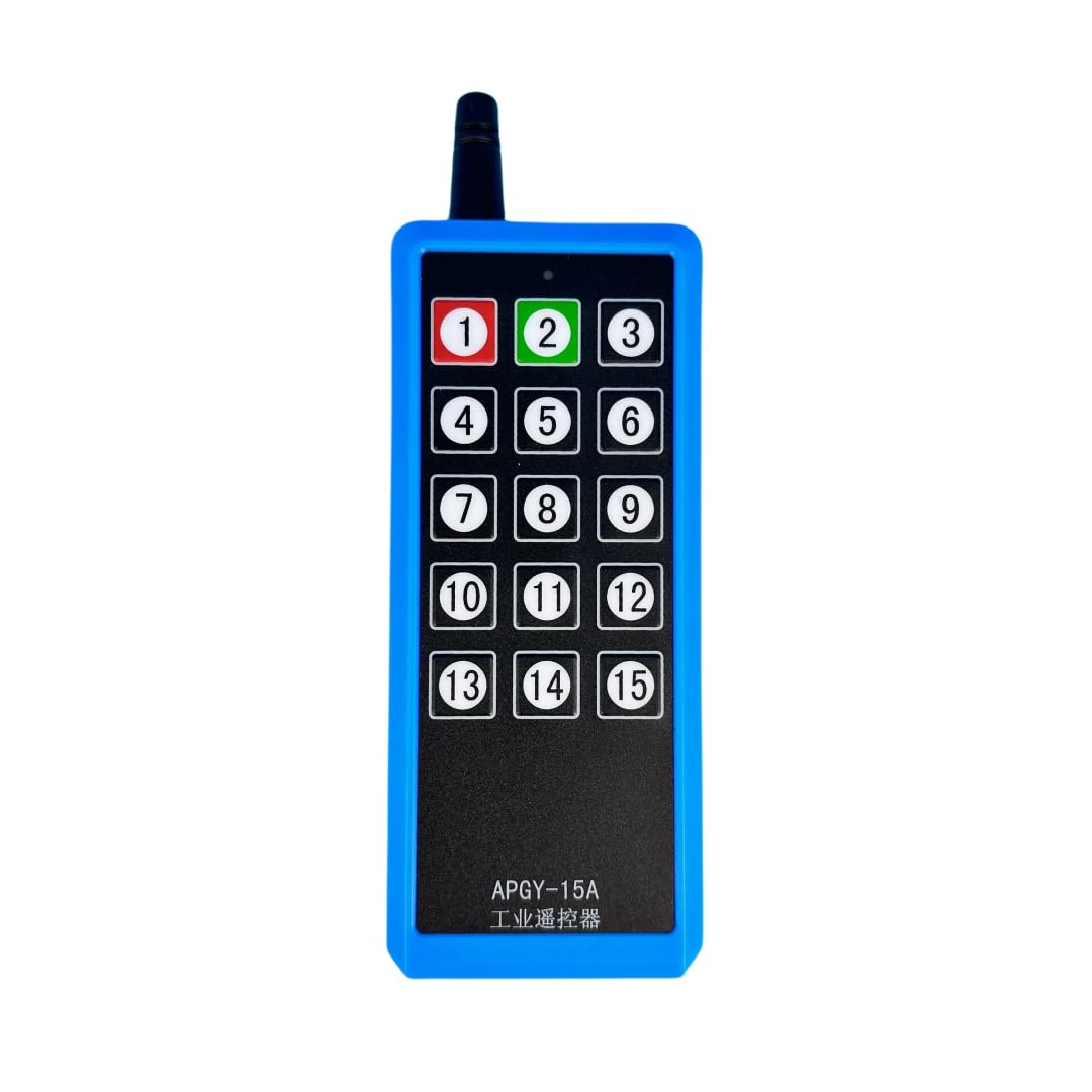 1 set 15 canali DC12 V/24 V 36 V 48 V ricevitore radio + trasmettitore manuale con feedback, frequenza radio 434 MHz 200 m con antenna 3 m, radiocomando gru azionamenti lineari luce motore