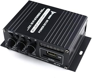 Yaazero AK370 12V o Power Amplifier BT Digital o Receiver AMP USB Memory Card Slot MP3 Player FM Radio LCD Display with Remote Control Dual Channel 20W+20W Bass Treble Volume Control r Car Home Use