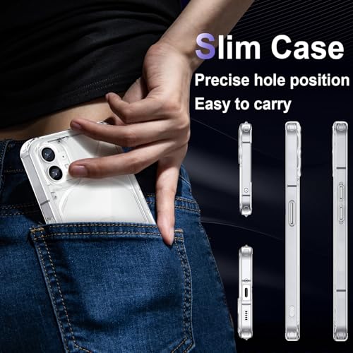 Image of Case for Nothing Phone 1, Military Grade Drop Protection Clear Phone Case, Yellowing Resistant, Anti-Scratch Hard PC Back, Shockproof Hard Ultra-Thin Protective Cover, Transparent