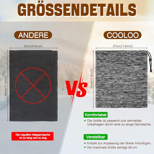 COOLOO 2 Stück Schal Halswärmer Herren Damen, Winter Fleece Winddicht Halstuch Einstellbar Schlauchschal Multifunktionstuch Loop Schal Skimaske Für Laufen Skifahren Radfahren