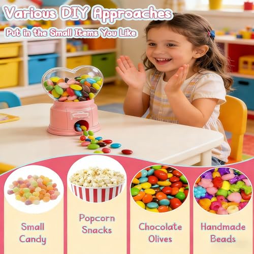 Distributeur de bonbons pour la Saint-Valentin et mini machine à gommes rose