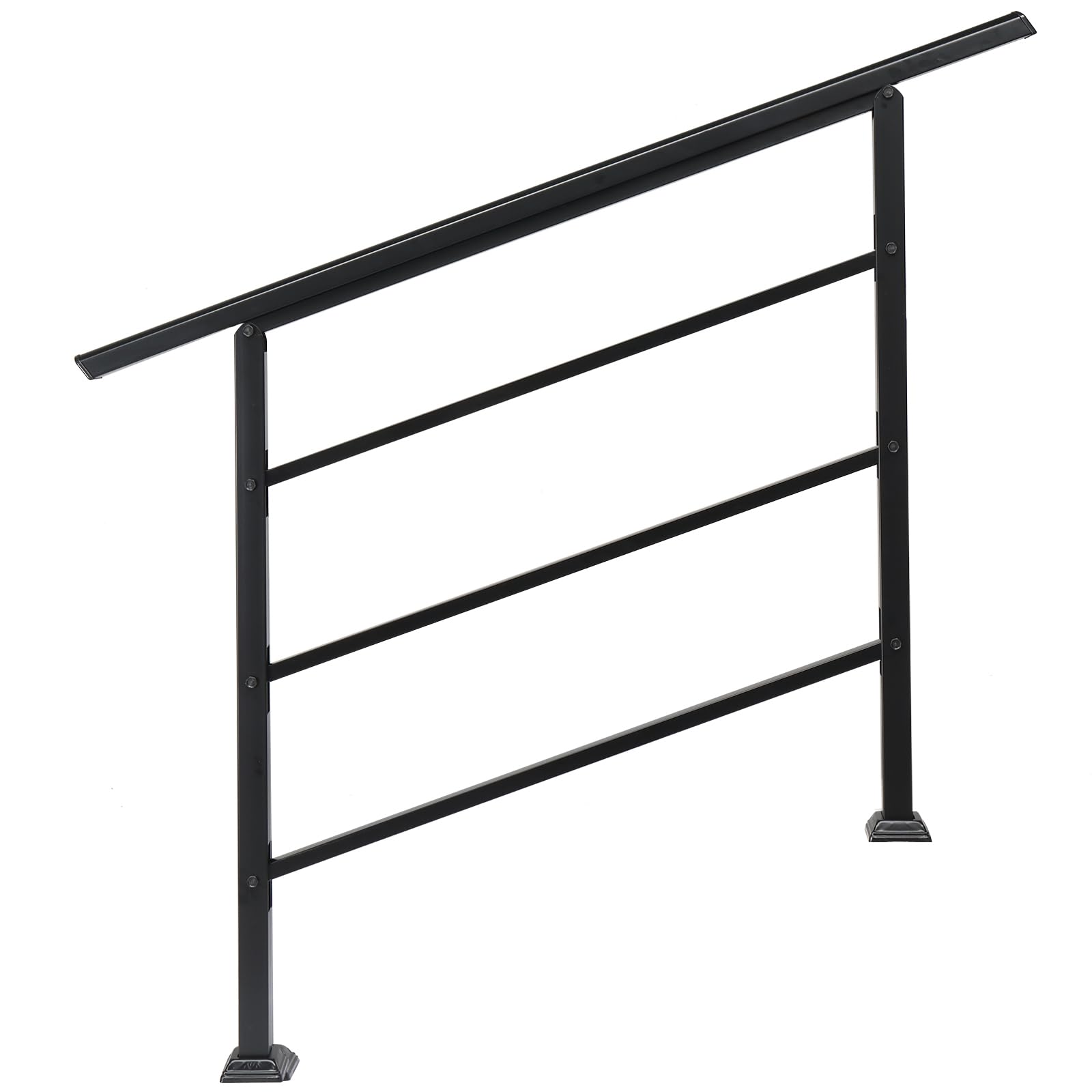 Adjustable Outdoor Handrails for Stairs - Wrought Iron Railings Handrails for Outdoor Steps, Black Hand Rails Stairs for Garden Exterior Staircases, Easy Install Staircase Handrails (1 to 4 Steps,A)