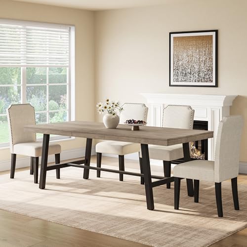 Image of GarveeHome Industrial Dining Table for 6-8 People, 78.74 inch Long Large Kitchen Table with Sturdy Metal Frame, Rectangular Counter for Dinner, Kitchen, Dining Room (Grey, 79 inch Non-extendable)