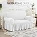 NICEEC Loveseat Slipcover White Loveseat Cover 1 Piece Easy Fitted Sofa Couch Cover Universal High Stretch Durable Furniture Protector Love Seat with Skirt Country Style (2 Seater White)