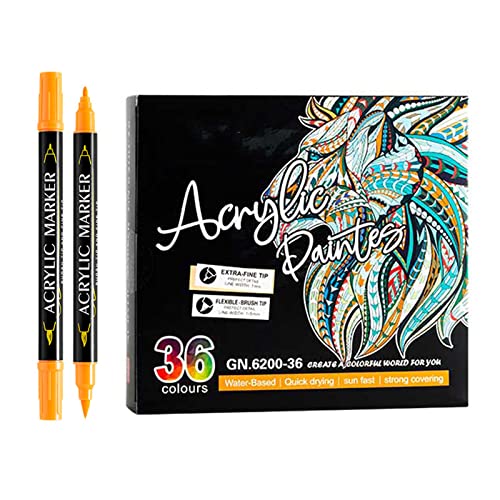 Maigridy Rotuladores de pintura acrílica de doble punta para pintura de roca, madera, cerámica, blanca, punta fina