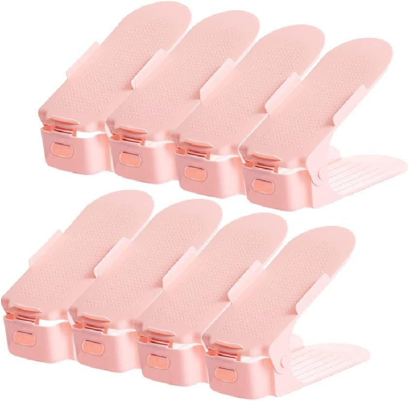 Shoe Holder 8pcs Adjustable Shoe Rack,Better Stability Shoe Organizer,Shoe Stacker,Space Saver, Non-Slip (Color : Pink) (Pink)