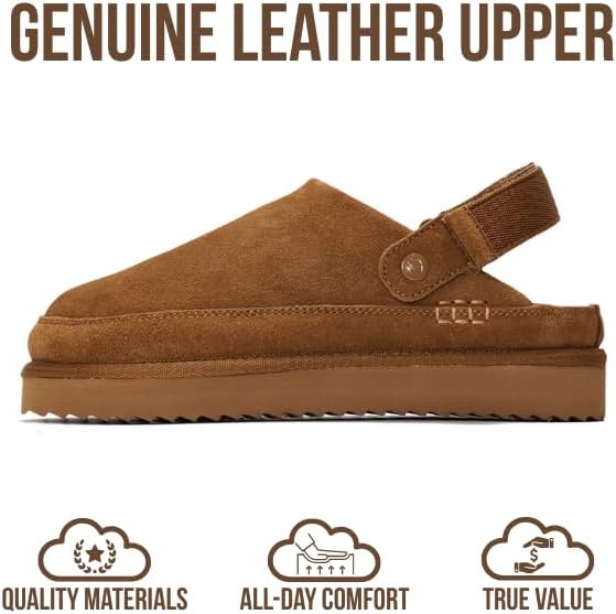 Project Cloud 100% Genuine Leather Clogs for Women - Memory Foam Womens Clogs & Mules with Adjustable Straps - Lightweight Platform Shoes Non-Slip Slides (Goldstar) - Image 4