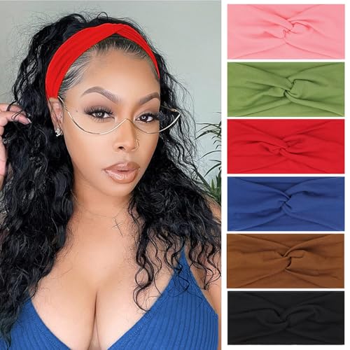 XTREND 6 diademas elásticas trenzadas para mujer, para yoga, entrenamiento, antideslizantes, suaves, color sólido, simples, versátiles, accesorios para el cabello