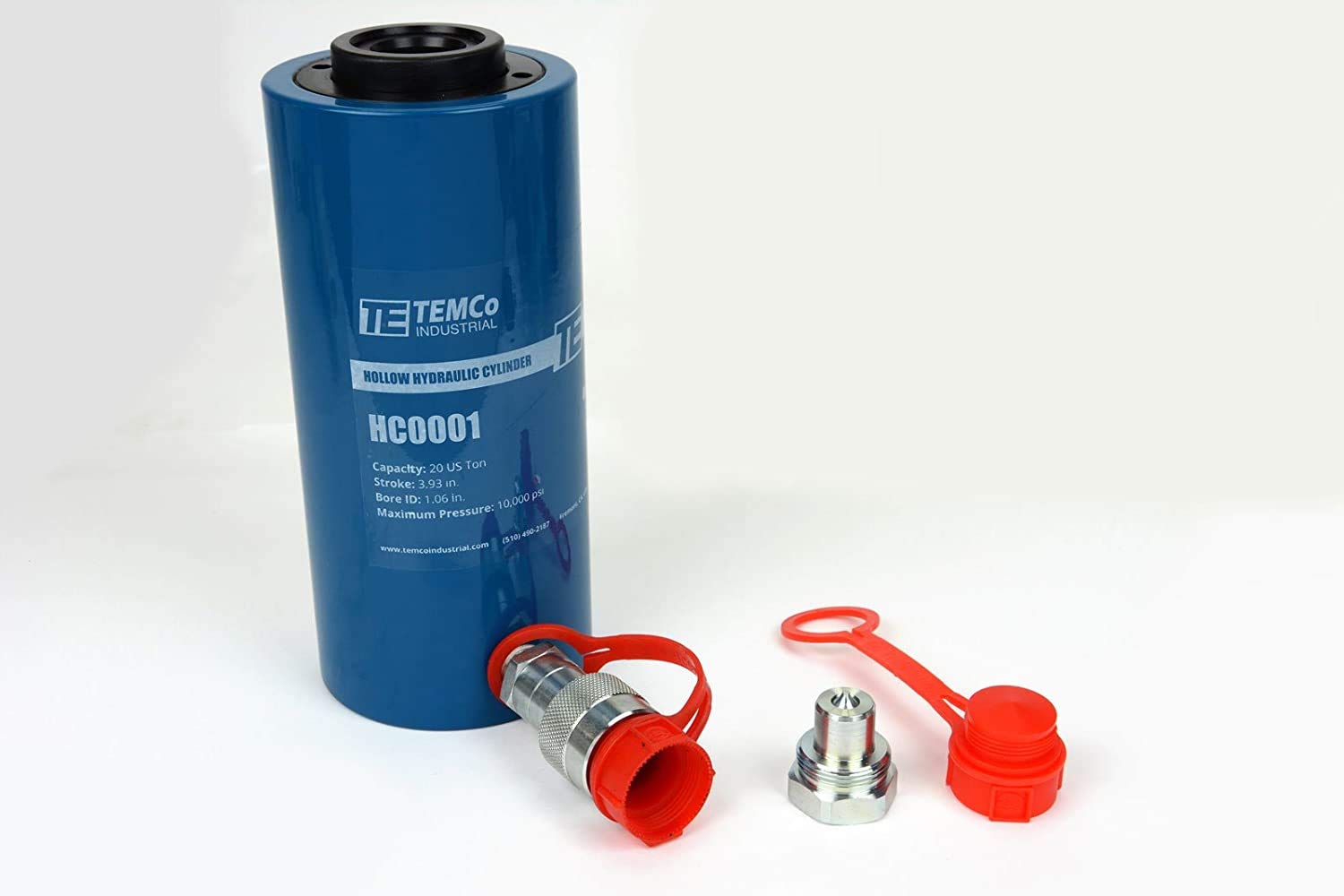 TEMCo 20 Ton Hollow Hydraulic Cylinder 4" Stroke Single Acting 10,000 PSI – Tensioning, Pulling & Maintenance — Amazon image 2