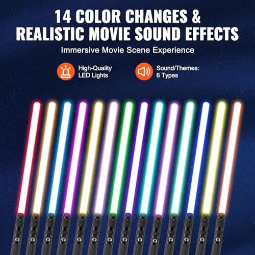 Image of VEVOR Light Sword, Light up Sword with 14 RGB Colors, FX Sound and Realistic Handle, Rechargeable Light Up Toy for Adults and Kids, Christmas Day, Halloween Cosplay, Birthday, Black