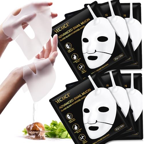 Mascarilla Pegajosa Caracol 6Ea, Mascarilla De Colágeno Hidrogel - Mascarilla Para El Cuidado De La Piel, Relleno De Medias De Seda,Hidratación Profunda, Colágeno Potenciado Y Elastina,Regalo Femenino