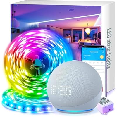 TJOY 100ft Smart Led Strip Lights for Bedroom, Compatible with Alexa, RGB Color Changing Music Sync Led Lights with App Remote,Multi-Color Wireless Led Strip Lighting for Bedroom (APP+Remote+Voice)