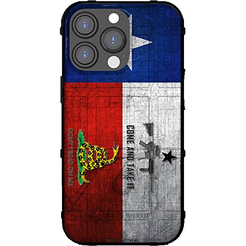 EGO TACTICAL Limited Edition Rugged Shield case Compatible with iPhone 14 Pro [6.1" Screen] Printed in The USA Weathered Texas State Flag, Come and Take It, Don't Tread on Me