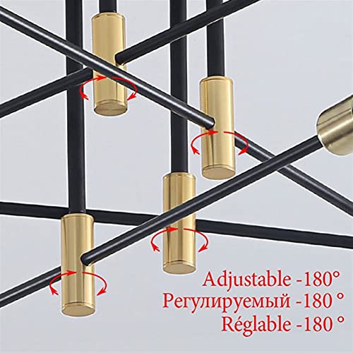 Plafonnier moderne E27 vintage noir et gold à lignes multiples - 7