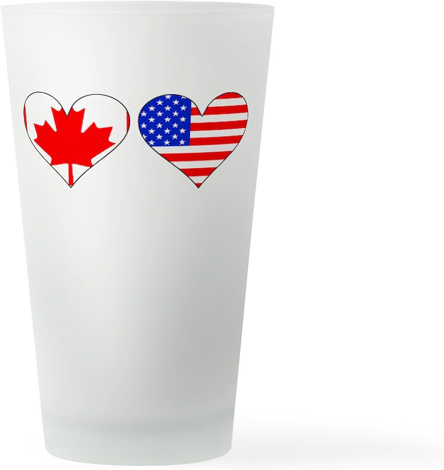 CafePress Canadian American Hearts Pint Glass, 16 oz. Drinking Glass