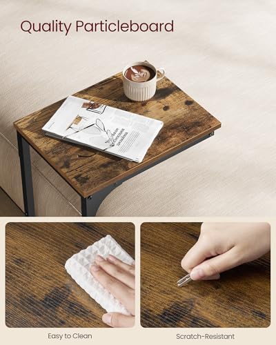 VASAGLE C-Shaped End Table, Small Side Table for Couch, Sofa Table with Metal Frame for Living Room, Bedroom, Bedside, Rustic Brown and Black - Image 6