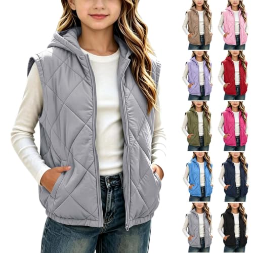 Piuwrlz Girls Hooded Puffer Vest Zip Up Sleeveless Jacket - image 1
