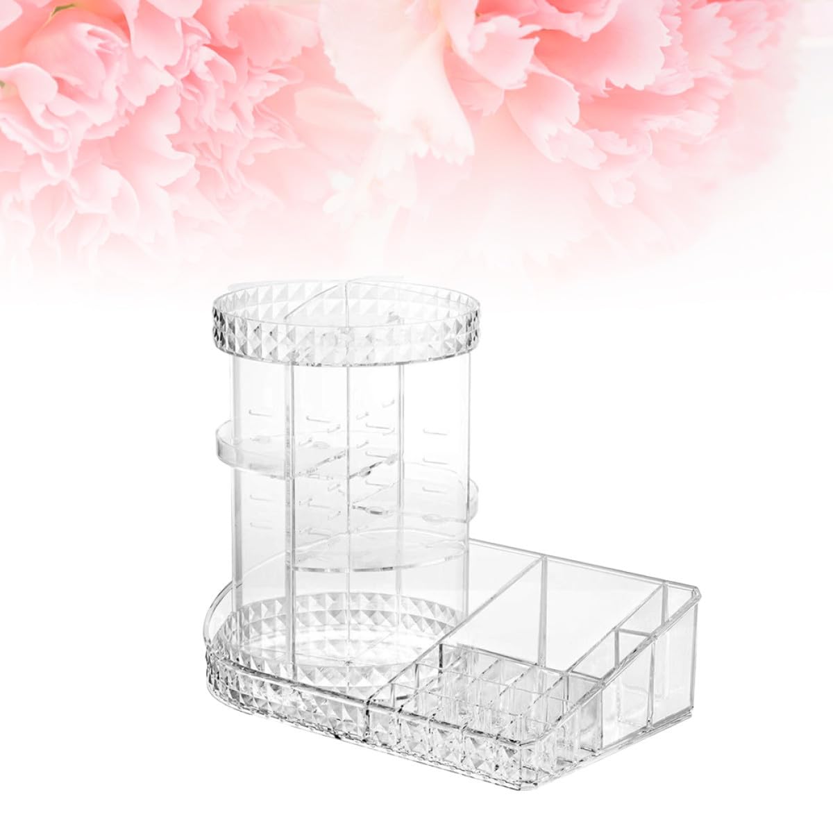 PACKOVE Organisateur de Maquillage Acrylique Transparent Rangement Cosmétique Rotatif pour Coiffeuse Salle de Bain et Chambre Pratique pour Accessoires et Soins Peau