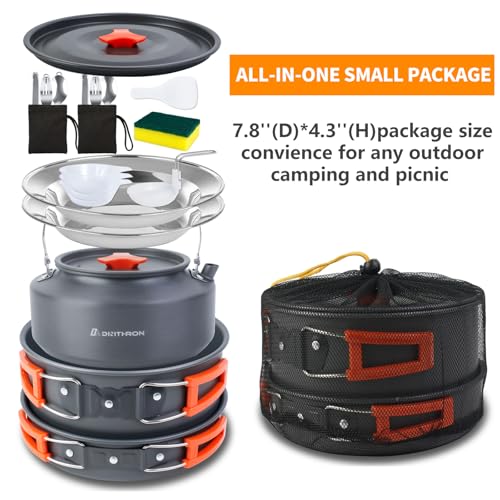 18-Piece Large Capacity Camping Cookware Set Aluminum Mess Kit - Image 2