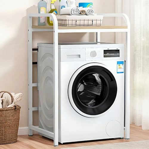 Troupmiye Tumble Dryer Stacking Kit with Shelf,Metal Frame Washing Machine Stand, Over Toilet Washer Storage Rack for Washing Machine, Tumble Dryer, Dishwasher (C)