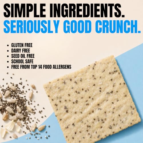 Image of Every Body Eat Gluten Free Crackers, Sea Salt Chia - Plant Based Snacks, Vegan Snack Crackers, Dairy Free, Seed Oil Free (Pack of 6), 4 oz Bags