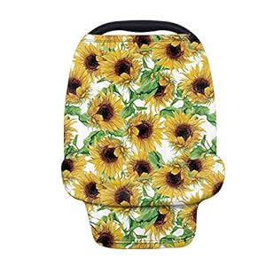 HUGS IDEA Sonnenblumen-Retro-Baby-Sitzbezug für Babys, Jungen und Mädchen, elegant, Kunstgemälde, dehnbar, für Babys/Jungen und Mädchen, Kindersitz-Überdachung zum einfachen An- und Ausziehen