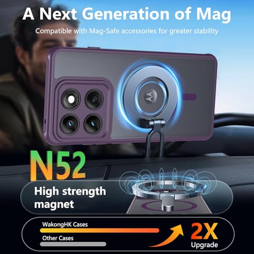 Image of For Motorola Edge 2025 Case,Magnetic [38 N52 Magnets] Military Grade Drop Protection moto edge 2025 case-Full Camera Protection Slim Matte Anti-Slip Phone Cover Protector For Motorola Edge 2025,Purple