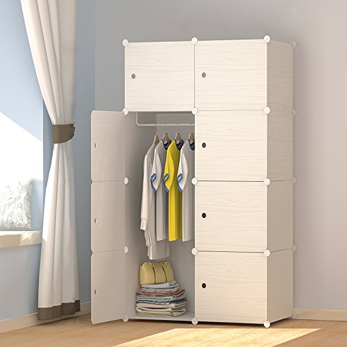 MEGAFUTURE Wood Pattern Portable Wardrobe Closet for Hanging Clothes, Combination Armoire, Modular Cabinet