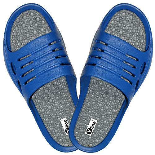 Yline 1 paar heren badslippers, blauw, maat: 41, vrijetijdsslippers, badslippers, saunallippers, 2816