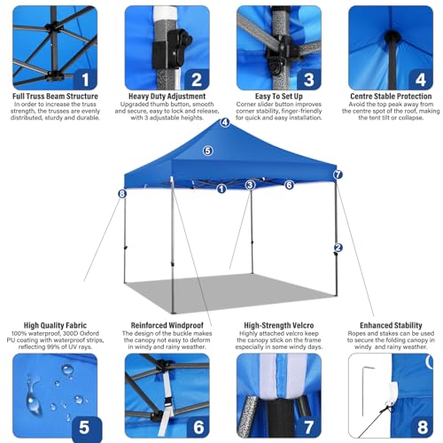 Image of COBIZI 10x15 Heavy Duty Pop Up Canopy Tent with 4 Sidewalls, Uranus