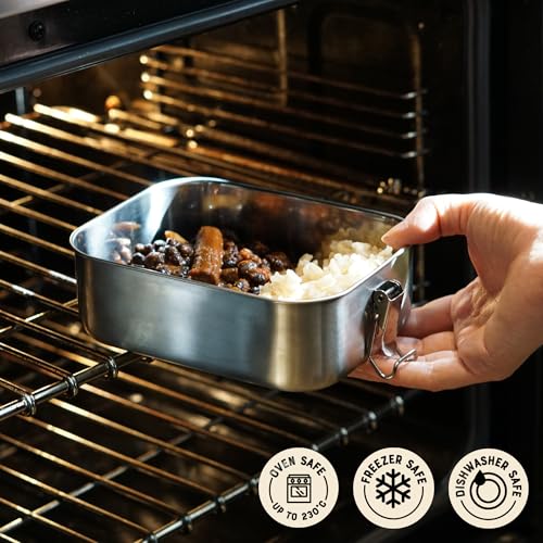 Image of Moonmoon Stainless Steel Lunch Box (0.8L) | Metal Bento Lunch Box for Adults & Kids - BPA free