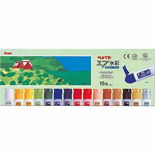 Amazon.co.jp: ぺんてる 絵の具 エフ水彩 WFC1-15 ポリチューブ入り 15