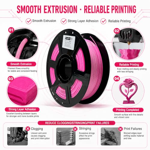 Image of PETG Flower 3D Printer Filament,Multicolor Filament,Solid,Peony Pink,PETG 1.75mm Filament,1kg，Solid Opaque with Smooth Glossy Finish