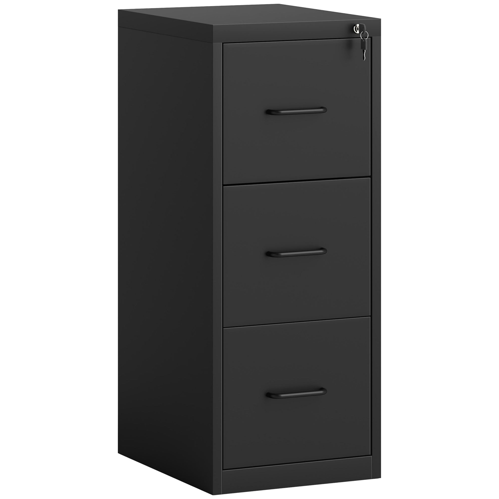 HOMCOM Schedario da Ufficio a 3 Cassetti con Barra Regolabile, Cassettiera in Acciaio per Documenti, Perfetto per Ufficio, Casa e Studio, 36.5x46.2x99 cm, Nero