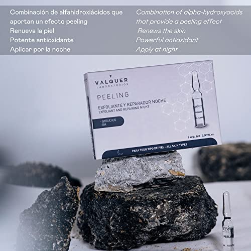 Valquer Facial Peel Fibres Face Serum Night Exfoliation and Repair. All Skin Types With Glycolic Acid and Aha. Face Scrub - 5 x 3 ml - Image 2