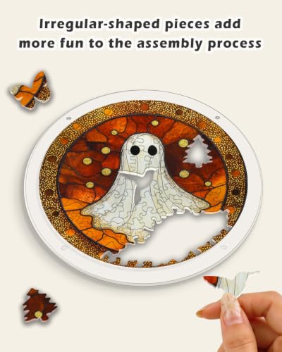 Image of Acrylic Jigsaw Puzzle Suncatcher Halloween Ghost Adult Puzzles Gifts 6.3 inch