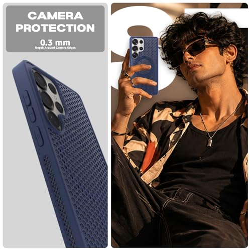 Image of Pikkme Back Cover for Samsung S26 Ultra 5G | Honeycomb Cooling Design | Silicone Heat Dissipation | Mag-Safe Compatible | Shockproof Camera Protection Bumper Case (Blue)