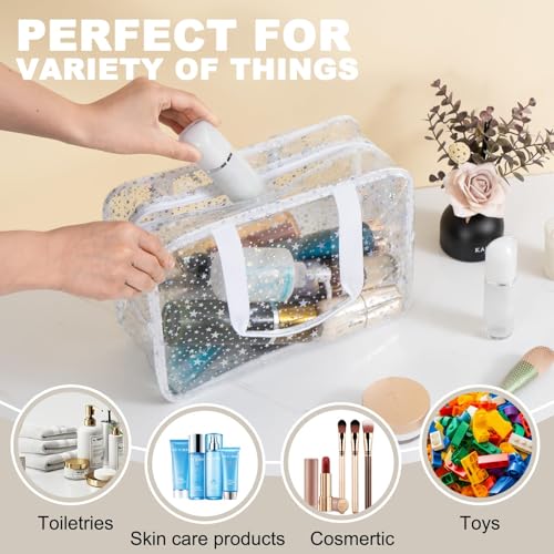 PVC Clear Makeup Bag for Women Waterproof Star Make Up Bag Toiletry Bag Travel Durable Cosmetic Bag Large Cute Tote Bag Organizer Makeup Pouch3