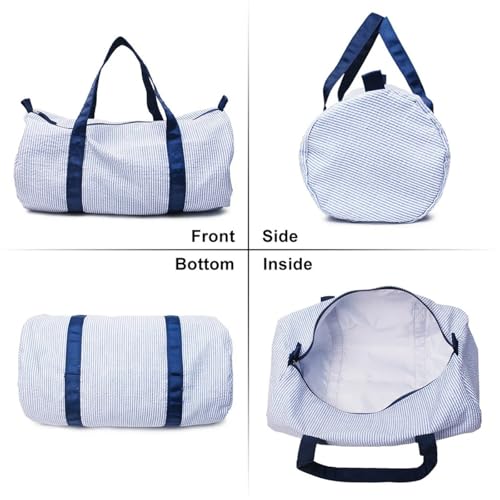 Personalized Kids Duffle Bag, Monogram Seersucker Baby Bag, Pink, 46cm x 24cm3