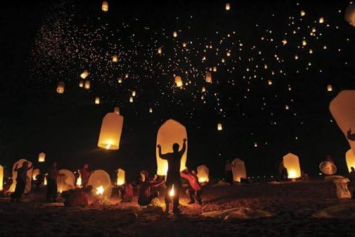 SKY LANTERNS IN MIXED COLOURS, PACK OF 5
