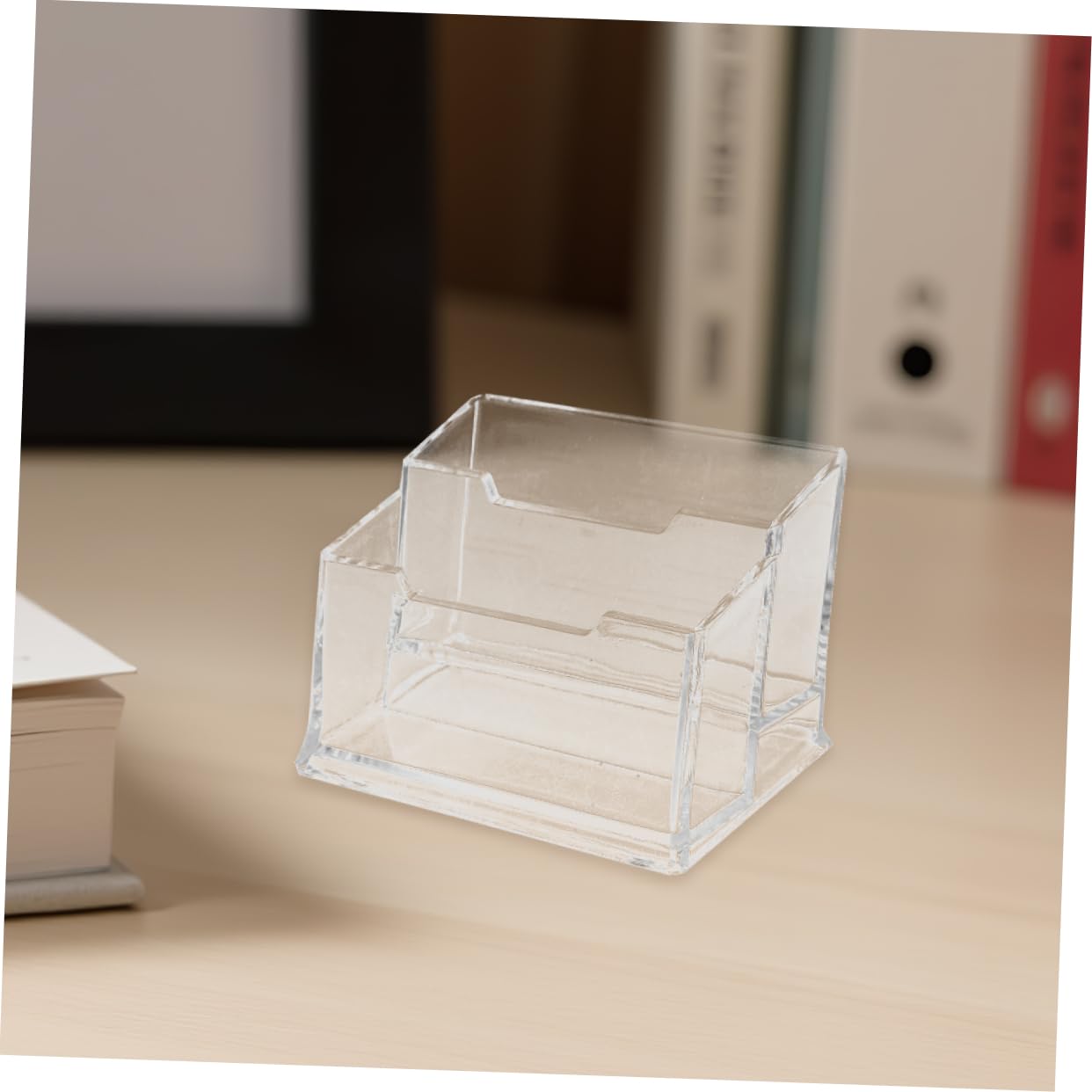 Lurrose 5pezzi Porta Biglietti Da Visita Trasparente Da Scrivania Organizer Per Biglietti Da Visita in Plastica Supporto Per Uffici e Viaggi